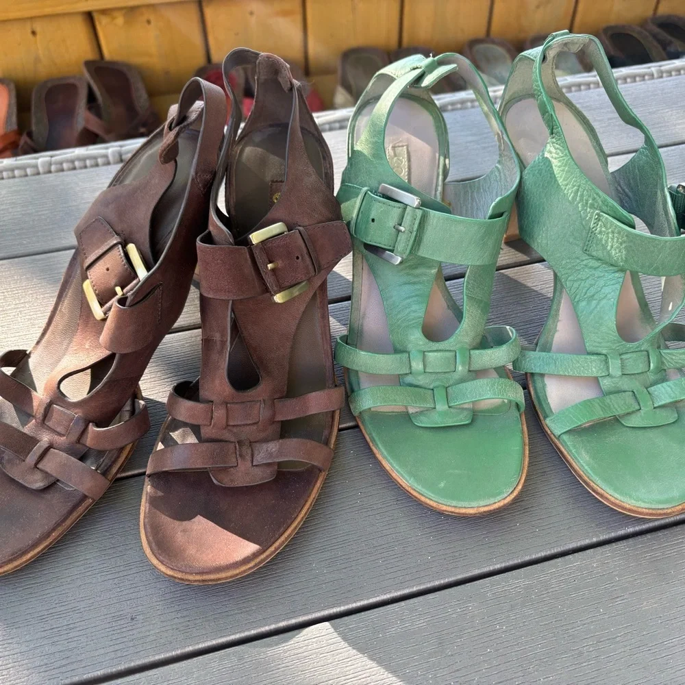 ECCO Women's Green Leather Heeled Sandals - Size 41 - Picture 9 of 9